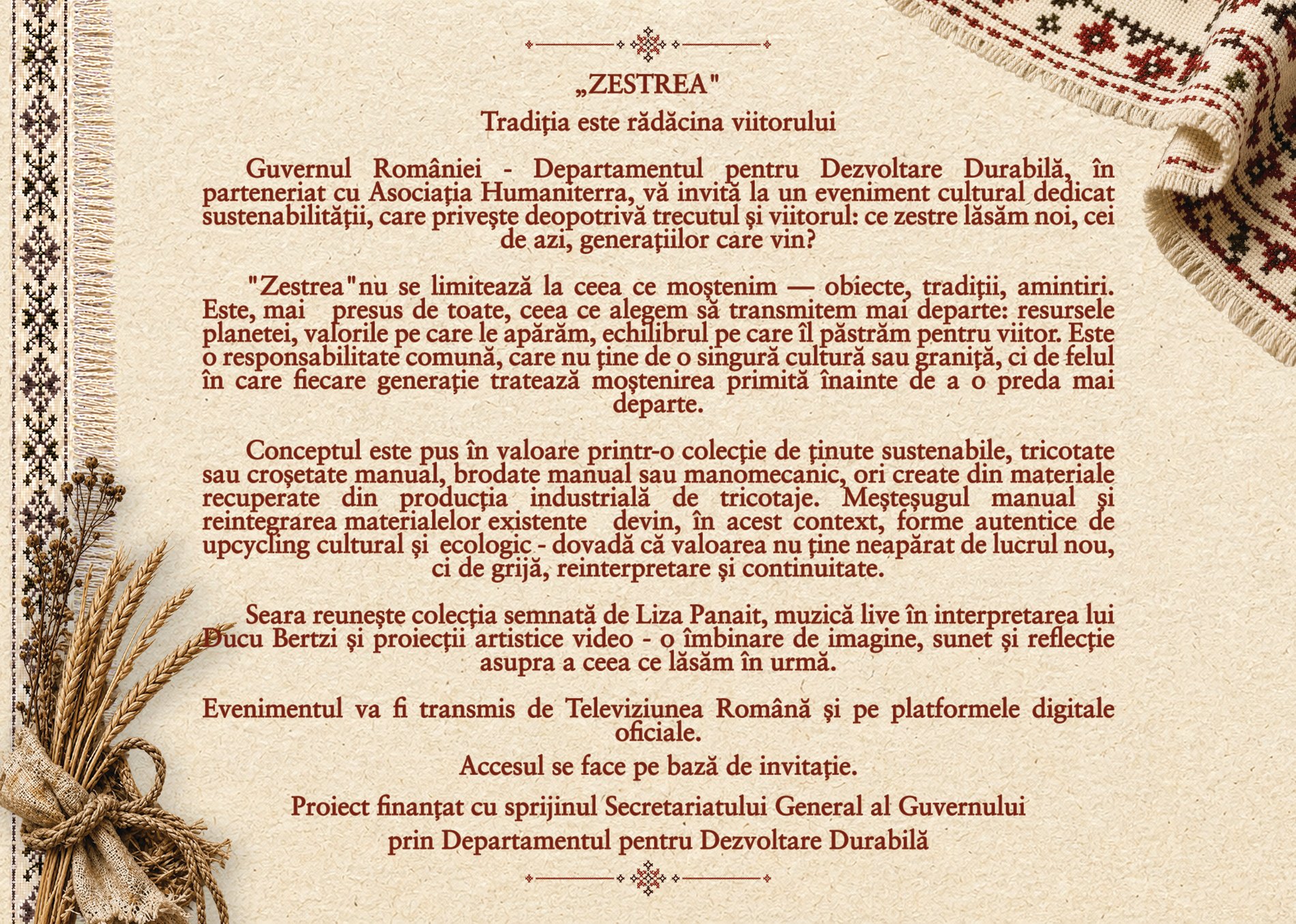 Invitația Zestrea – verso